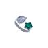 WHITE PEAR-GREEN STAR RING