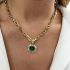 PAPERCLIP CHAIN NECKLACE WITH GREEN SUNSHINE CHARM