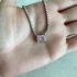LIGHT PINK RECTANGLE TENNIS NECKLACE