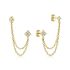 FLOWER-STUD CHAIN EARRING