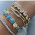 TURQUOISE STRETCHY HEART BRACELET